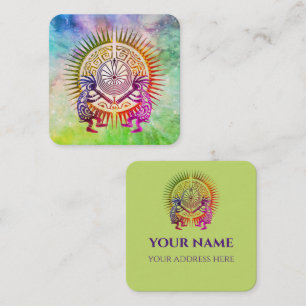 Cartão De Visita Quadrado Kokopelli Duo - Homem No Maze - Sun 1a