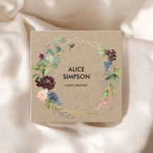 Kraft Floral Azul e Borgonha