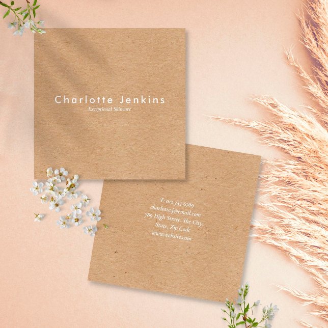 Cartão De Visita Quadrado Kraft Modern Profissional Minimalista (Criador carregado)