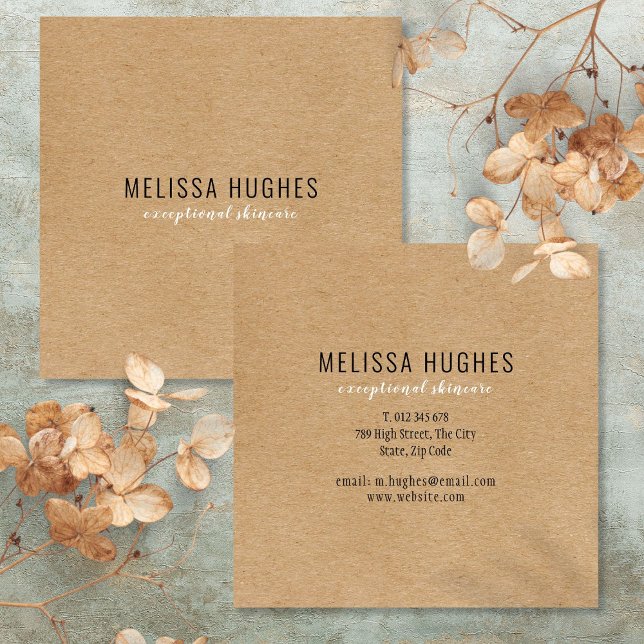 Cartão De Visita Quadrado Kraft Moderno Simples (Simple Modern Rustic Kraft Square Business Card)