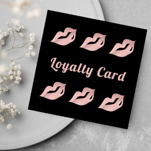 Cartão De Visita Quadrado Lábios cor-de-rosa Dourados Glam Beauty Promociona