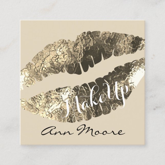 Cartão De Visita Quadrado Lábios gigantes de beijo, cobrir brilhante (Frente)