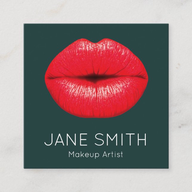 Cartão De Visita Quadrado Lábios-lipau maquiador na moda moderno (Frente)