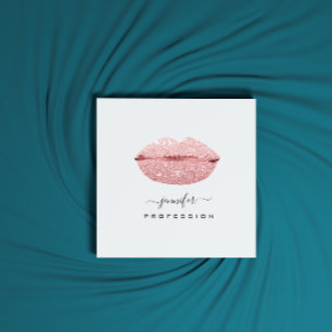 Cartão De Visita Quadrado LÁBIOS Rosa KISS Maquietam Artista Redes Sociais