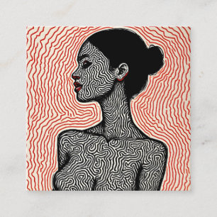 Cartão De Visita Quadrado Labirinto de Seu Despertar – Um Retrato Minimalist