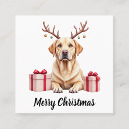 Cartão De Visita Quadrado Labrador Reindeer