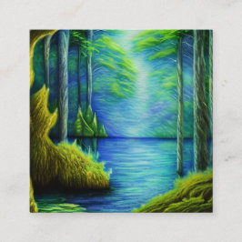 Cartão De Visita Quadrado Lago Fantasy