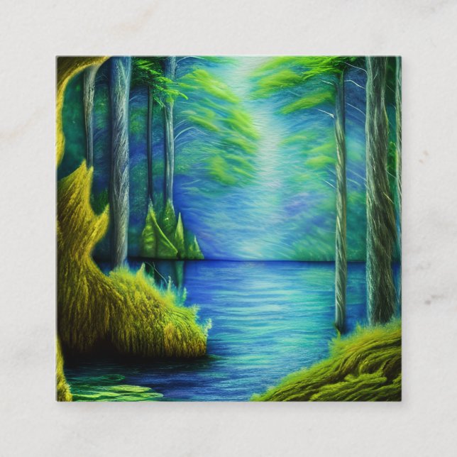 Cartão De Visita Quadrado Lago Fantasy (Frente)
