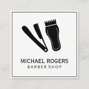 Cartão De Visita Quadrado Lâmina & cabelo Clippers