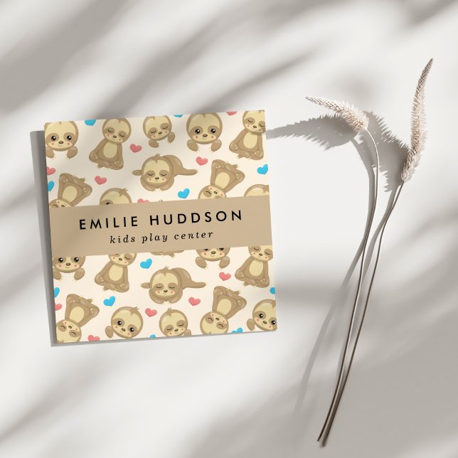 Cartão De Visita Quadrado Laminhas bonitas, Kids Play Center, Centro de Ativ (Criador carregado)