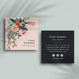 Cartão De Visita Quadrado Lâmpada | Boho Floral