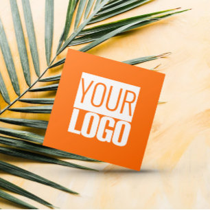 Cartão De Visita Quadrado Laranja neon - adicione seu logotipo
