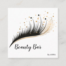 Cartão De Visita Quadrado Lash Extension Makeup Feather Salon