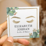 Cartão De Visita Quadrado Lashes Brows Makeup Artista Salon Vintage Botânica<br><div class="desc">Lashes Brows Makeup Artist Beauty Salon Vintage Foliage Cartões de visitas Botânicas.</div>