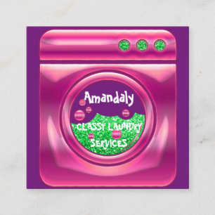 Cartão De Visita Quadrado Lavagem à lavanderia Limpeza domiciliar Código QR