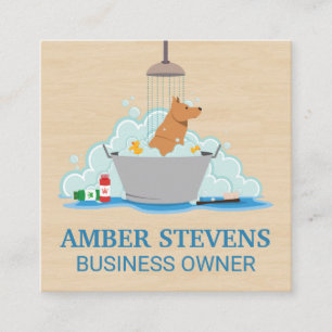 Cartão De Visita Quadrado Lavagem de Cães