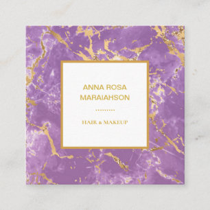Cartão De Visita Quadrado *~* Lavanda Dourada Marble Modern Luxe Girly