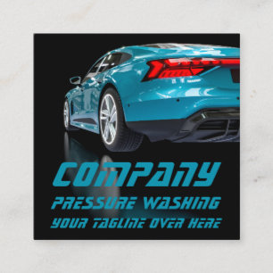 Cartão De Visita Quadrado Lave Móvel A Pressão Negra Moderna