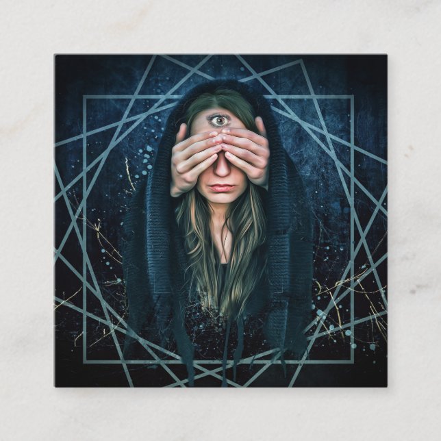 Cartão De Visita Quadrado Leituras Médias Tarot Terceiro Olho (Frente)