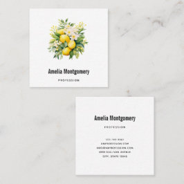 Cartão De Visita Quadrado Lemon Bouquet with White Blossoms