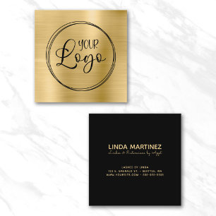 Cartão De Visita Quadrado Leve Gold Enrole seu logotipo comercial aqui