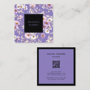 Cartão De Visita Quadrado Lilac Daisy Florista Flor Moderna e Tendência