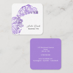 Cartão De Visita Quadrado Lilac & White Wildflower