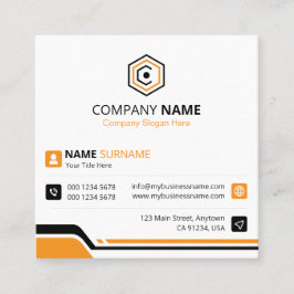 Cartão De Visita Quadrado Limpo & Moderno Laranja & Branco Corporativo