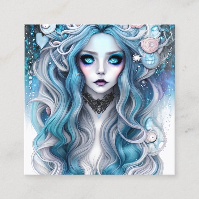 Cartão De Visita Quadrado Linda Bruxa de inverno Gráfico Linda Steampunk (Frente)