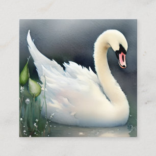 Cartão De Visita Quadrado Linda Cama Cáudia Pastel Bebê Swan