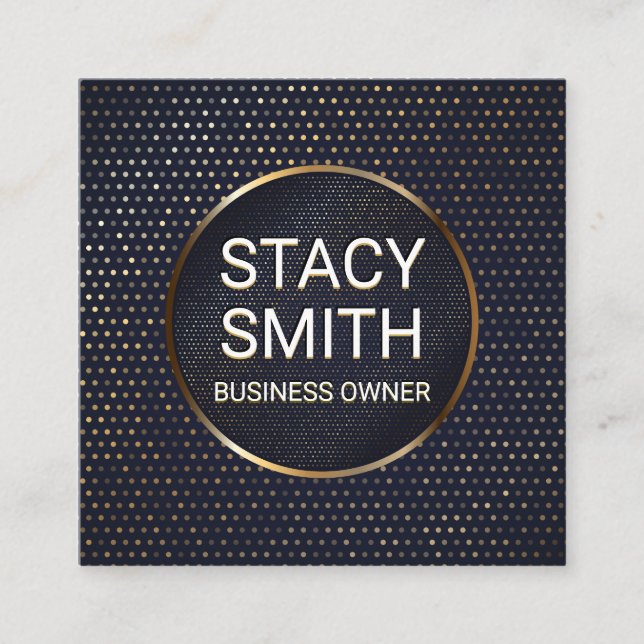 Cartão De Visita Quadrado Linhas abstrato | Faixa Dourada (Frente)