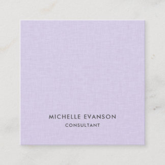 Cartão De Visita Quadrado Lino Roxo Lavanda Minimalista Elegante Profissiona