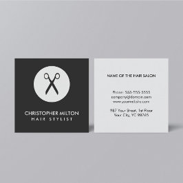 Cartão De Visita Quadrado Lista de Cabelos de Cinza Negra Elegante Simples