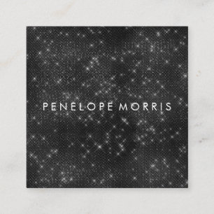 Cartão De Visita Quadrado Lista de estilos de beleza com brilho preto