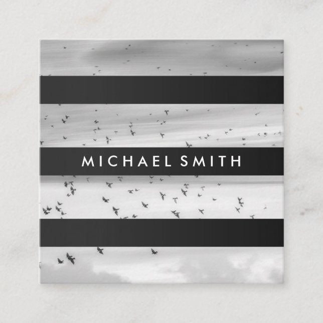 Cartão De Visita Quadrado Listras | Moderno | Fotógrafo (Frente)