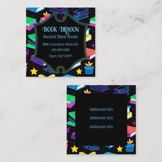 Cartão De Visita Quadrado Livraria de Ti (Frente/Verso)