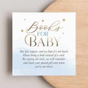 Cartão De Visita Quadrado Livros Blue Over the Moon para Inserir no Baby