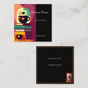 Cartão De Visita Quadrado Livros E Café