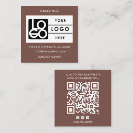 Cartão De Visita Quadrado Logo Terracotta Código QR Site Mídias Sociais
