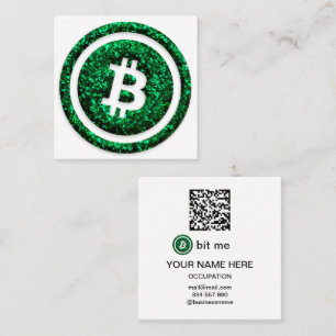 Cartão De Visita Quadrado Logotipo Bitcoin Wallet QR Code Bit Me