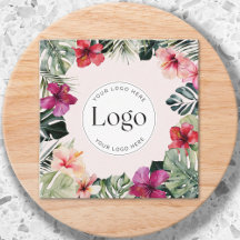 Logotipo Botânico Floral Tropical em Aquarela