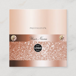 Cartão De Visita Quadrado Logotipo brilhante Shimmery Rosegold Sparkle