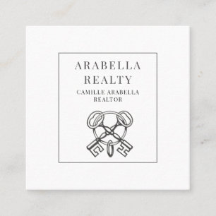 Cartão De Visita Quadrado Logotipo Chave da Modern Realty Company