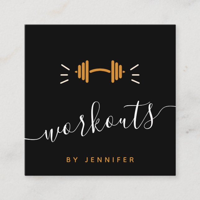 Cartão De Visita Quadrado Logotipo da campainha da Malhação do Treinador do  (Frente)