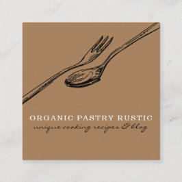 Cartão De Visita Quadrado Logotipo da colher de comida para Cozinhar de chef