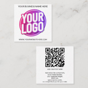 Cartão De Visita Quadrado Logotipo da Equipe da Sua Empresa e Código QR & Te