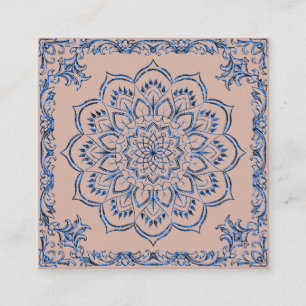 Cartão De Visita Quadrado Logotipo da Flor Elegante Lotus Yoga