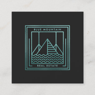 Cartão De Visita Quadrado Logotipo da Montanha Azul Empresa Quadrada
