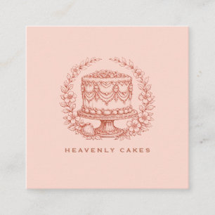 Cartão De Visita Quadrado Logotipo da Padaria de Bolo Elegante