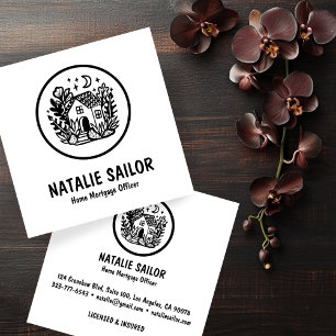 Cartão De Visita Quadrado Logotipo de algodão em bruto Imobiliário Agente hi